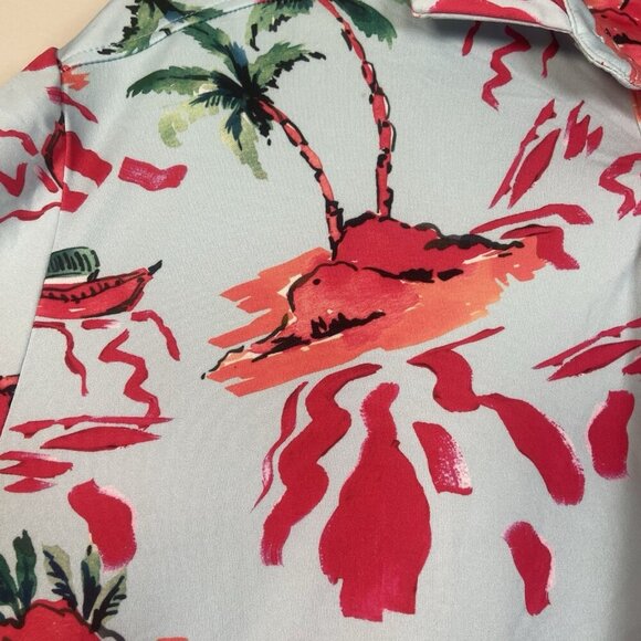 Bad Birdie Men's Blue Red Rocks Performance Golf Polo Shirt Size M Medium Tropic - Picture 9 of 11